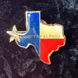 Vintage County of El Paso Texas Flag Enamel Gold Tone Lapel Hat Pin